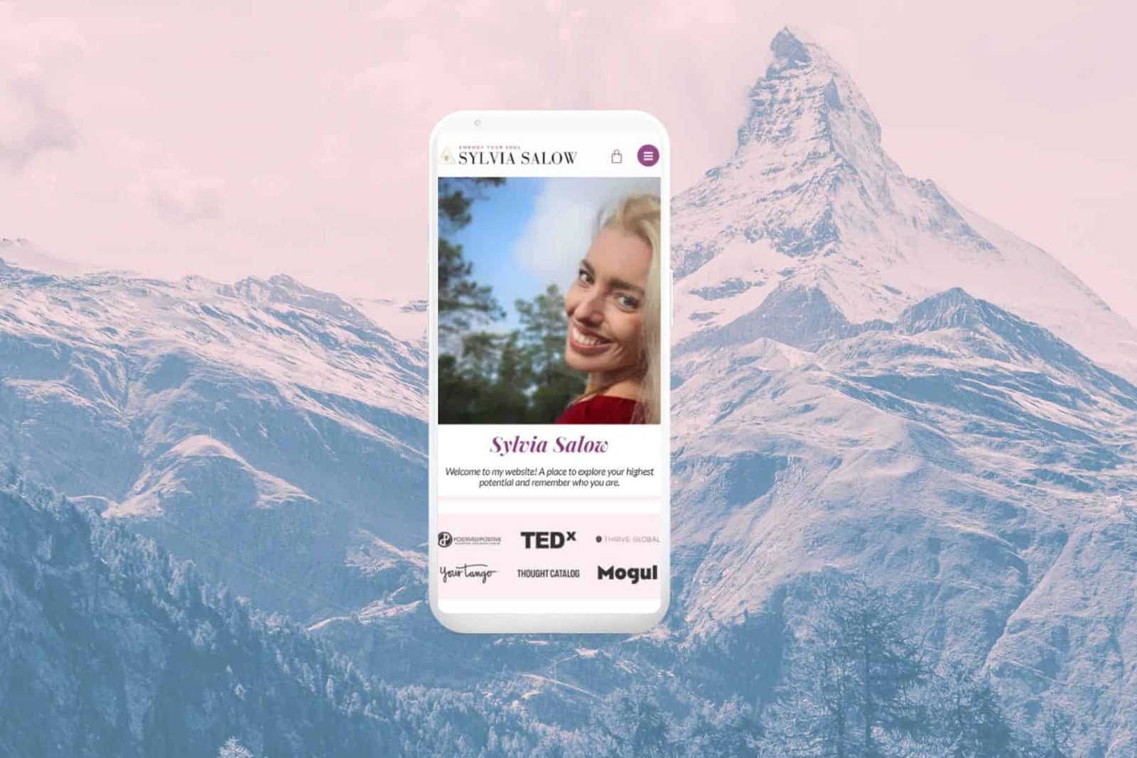 Mockup image of mobile website